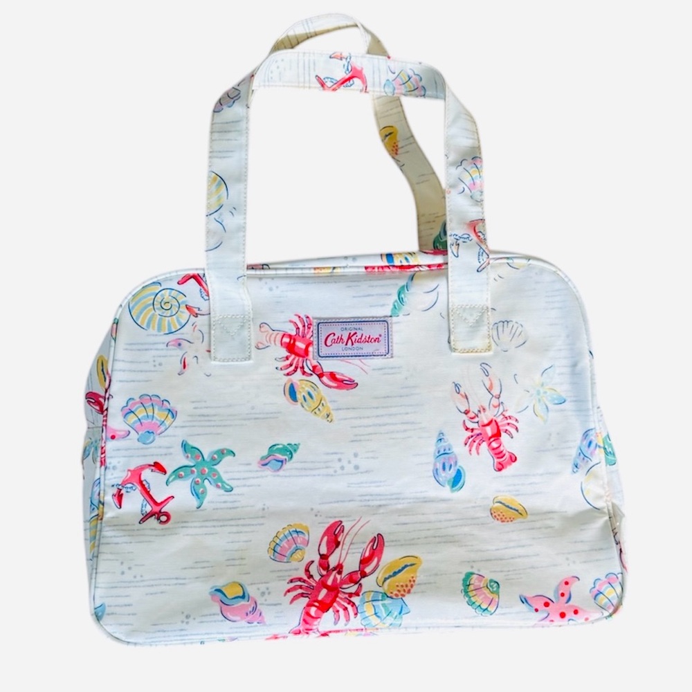 Cath Kidston London oil cloth beach bag with lobster, shell, starfish print